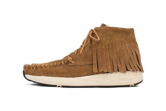 visvim are updating the moc toe shoe with a leather skirt.